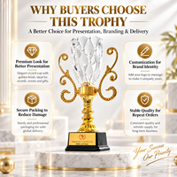 Trophée en cristal cannelé transparent avec logo personnalisé pour événement, anniversaire, souvenir