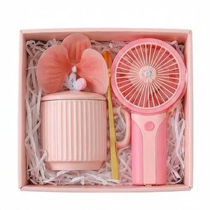 Wholesale Wedding Favor <b>Gift</b> Set Custom Logo Ceramic Mug Mini Rechargeable Fan Luxury <b>Box</b> for Bridesmaid Guest Souvenir - Product Image 1