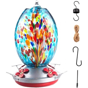 ที่ให้อาหารนกฮัมมิ่งเบิร์ดแบบเป่าด้วยมือ ทำจากแก้ว 800 มล. พร้อมตะขอรูปตัว S, แปรงเชือกป่าน, ที่กันมดสำหรับกลางแจ้ง - Product Image 3