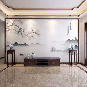 새로운 중국 목련 소파 배경 벽 커버 거실 3D 원활한 벽지 침실 배경 벽 패브릭