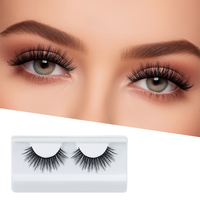 Faux cils synthétiques noirs à bandes lumineuses 3D à l'aspect naturel, avec extensions en C curl