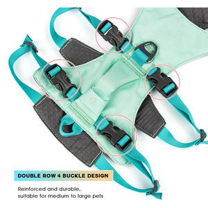 中型から大型犬に理想的な、重厚スポンジハンドルを備えた革新的なダブル列4バックルペットハーネス - Product Image 4