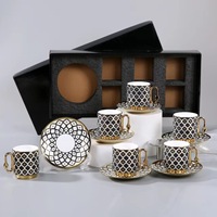 Nouveau design européen de luxe 6 tasses et assiettes tasses à café et soucoupes en porcelaine fine coffrets cadeaux