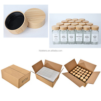 Diskon Besar-besaran Toples Bumbu Kaca Persegi 4Oz Penyimpanan Rumah Tangga Dapur dengan Tutup Bambu