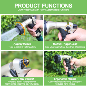 Pistolet <span class=keywords><strong>de</strong></span> pulvérisation professionnel SUNSHINE pour tuyau d'arrosage, 7 modes, robuste, avec verrouillage du déclencheur – Fournisseur OEM et grossiste - Product Image 3