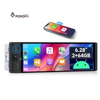 Podofo 6.28'' Écran tactile Incell 2+64GB 1Din Autoradio Android Autoradio sans fil CarPlay/Android Auto GPS WIFI DSP Stéréo OEM