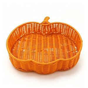ตะกร้าหวายขนาดเล็กสไตล์โบโฮสำหรับตกแต่งฮาโลวีน ถาดหวายอเนกประสงค์สำหรับจัดเก็บในครัวและเสิร์ฟขนม - Product Image 2