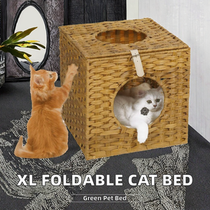 Extra Large Foldable Dog <b>House</b> Indoor Pet <b>Bed</b> Double-Sided Rattan Eco-friendly Winter Modern Handwoven - Product Image 2