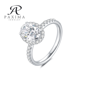 Nhẫn kim cương nhân tạo đạt chứng nhận IGI, 0.576ct, cắt oval sáng, viền đá mạ vàng bạch kim PT950, dành cho thời trang. - Product Image 1