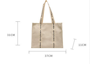 Nhà máy tùy chỉnh bông vải Tote Túi tùy chỉnh in logo mang nhãn hiệu dây đeo vai công suất lớn mua sắm sang trọng Túi - Product Image 2