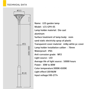 4m Solar & <b>Battery</b> Powered IP65 AC LED Pole Garden Light Lamp Post Vintage Outdoor Street Lamp - Product Image 2