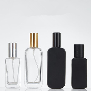 Oferta Especial: Frascos de Perfume Capot Simples, Transparentes, Negros Mate, de Vidrio, con Esquinas Redondeadas, Planos, Cuadrados y Altos, con Pulverizador de Bomba, de 30 ml y 50 ml - Product Image 3