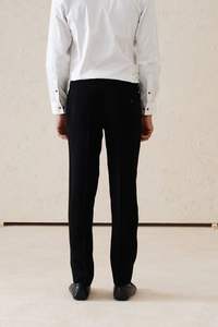 กางเกงขายาวทรงตรงผ้าวิสโคสผสมขนสัตว์แบบสลิมฟิตสำหรับผู้ชาย ระบายอากาศได้ดี เป็นมิตรต่อสิ่งแวดล้อม มีซิปผ่าข้าง ลายทางด้านข้าง เนื้อผ้ามีเท็กซ์เจอร์ น้ำหนักปานกลาง - Product Image 3