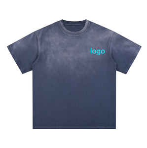 <span class=keywords><strong>MoDu</strong></span> Manufacturers Faded Graphic Vintage Washed T-Shirts Camiseta de lavado de 220gsm con estampado azul para hombres Camiseta de gran tamaño - Product Image 1