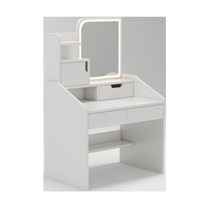 Modern Minimalist <strong>Small</strong> Vanity Table with Light &amp; Storage Cabinet for Bedroom, Space-Saving Luxury <strong>Makeup</strong> <strong>Desk</strong> - Product Image 2
