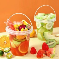 Seau à thé aux fruits transparent extra-épais de 1L avec couvercle perforé de 700ml, seau à thé au lait en plastique PP, tasse à boisson Eighty-five
