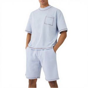 Men's 2 Piece Outfit Casual Breathable Knitted Short Sleeve Button <b>Down</b> Shirt Beach Summer Loose <b>Pant</b> Sets - Product Image 2