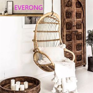 Nordic Ins Outdoor Hanging <strong>Egg</strong> Real Rattan Modern Swing <strong>Chair</strong> Waterproof Cushion Bedroom Living Room Patio Garden - Product Image 4