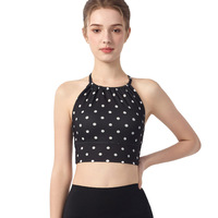 Soutien-gorge de sport pour femme à col à volants et dos croisé avec coussinets doux, débardeur de yoga, haut d'entraînement pour la salle de sport