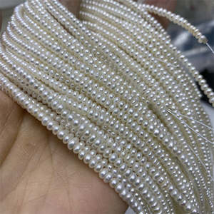 Perles d'eau douce naturelles WENCHI 2-3 mm, perles plates 1209, longueur 38-40 cm pour travaux de bricolage en cours, perles blanches naturelles en vrac - Product Image 5