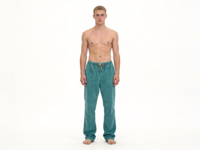 Pantalon décontracté en velours côtelé bleu sarcelle à taille élastique pour homme YILONG