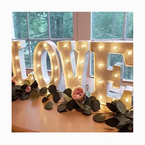 New Product Ideas handmade 4ft Number Lights White Painted Marquee Letters giant love Letters for Wedding Supplies