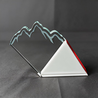 Neelpure 186690 – Trophée en cristal personnalisé avec silhouette de montagne découpée, texte sur mesure et illustration de marque pour la reconnaissance d'entreprise
