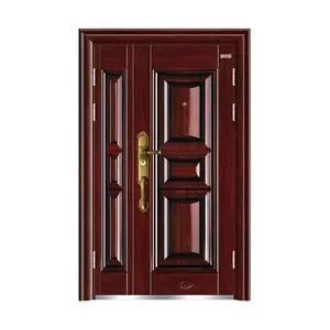 Factory Custom Security Doors Exterior Steel Door Wood Grain Metal Entry Doors For House