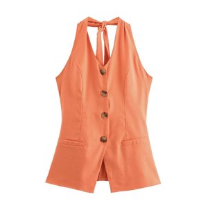 Cotton <b>Linen</b> Hanging Neck Vest Premium Pants Women's Two Piece <b>Set</b> Fashion - Product Image 6