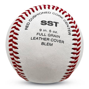 Baseball in pelle Full Grain pelle di vacchetta di dimensioni ufficiali con avvolgimento in lana 100% a doppia imbottitura in sughero rosso - Product Image 4