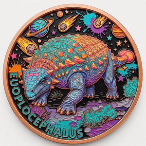 Pièce de monnaie dinosaure blindé Euoplocephalus en cuivre fin 999 de 5 oz, relief 3D, couleur UV, effet anti-ternissement, artisanat métallique artistique <span class=keywords><strong>Ankylosaur</strong></span> - Product Image 4