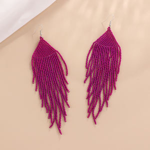 Klassieke Pure Kleur Kralen Kroonluchter Oorbellen Met Lange Kwastjes Mode Sieraden Accessoire - Product Image 4