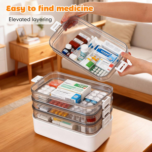 Boîte de rangement pour médicaments épaissie, organiseur de pilules portable avec tiroirs et compartiments pour la maison et les voyages - Product Image 6