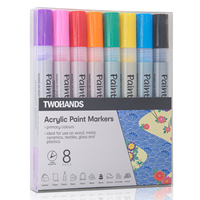 Ensemble de stylos de peinture à base d'eau de haute qualité 8 couleurs stylo marqueur acrylique pour tissu bois DlY peinture