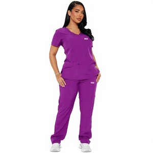 Best Quality Custom Logo Short Sleeve <b>Scrubs</b> Suits Uniforms <b>Jogger</b> Pants Medical Women's Nursing <b>Scrubs</b> Sets Canvas - Product Image 1