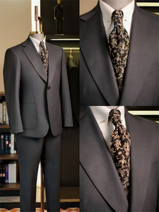 Мужской костюм премиум-класса для офиса, индивидуальный пошив, шерстяной, для повседневной корпоративной носки - Product Image 2