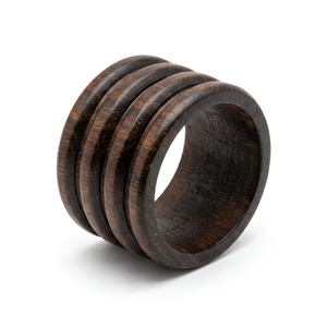 Anillo de Madera Riddhi Siddhi, Banda Lisa, Estilo Rústico Moderno, Unisex, para Uso Diario, Regalo - Product Image 1