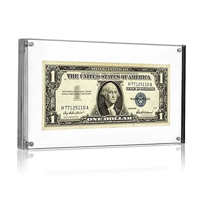 PlastiXrevolution Acrylic Large Bill Frame Money Holder Silver Certificate Bank Note Slab Early Dollar Currency Display Case Pre-1929 