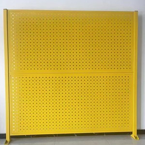 Barrière de Sécurité pour Entrepôt en Acier Perforé Jaune, Système de Protection Métallique Thermolaqué pour Atelier - Product Image 1
