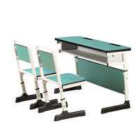 Bureau et chaise d'école en bois pour deux personnes, mobilier scolaire pour salle de classe, bureau et chaise pour étudiants