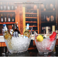 Seaux à glace en plastique transparent 4L/8L/12L Acrylique Ovale Party Tub Wine Cooler Beer Chiller Bucket for Parties Home Bar Cafe Use