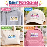 Patchs brodés personnalisés « Dieu m'aime » avec croix chrétienne et appliques en forme de cœur pour accessoires vestimentaires – Vente en gros
