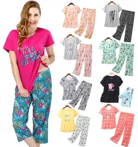 Custom Tags Label Customization Hot Selling Size Plus Women Sleepwear 2 Pieces Set For Ladies Cotton Pajamas