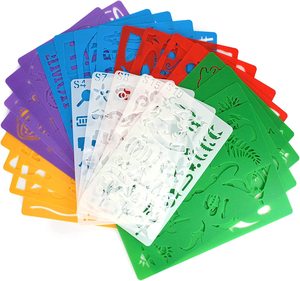 Bộ Khuôn Tô Vẽ Trung Quốc Cho Trẻ Em Khuôn Tô Vẽ Bằng Nhựa Cho Bé Trai Bé Gái Khuôn Tô Hoạt Động Khuôn Mẫu Có Thể Giặt Được Cho Trường Học - Product Image 1