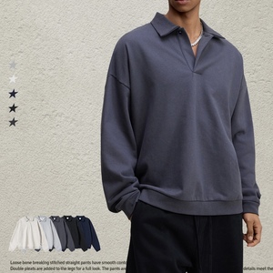 Felpe da uomo pesanti in pile di poliestere/cotone da 445 grammi <span class=keywords><strong>con</strong></span> colletto <span class=keywords><strong>polo</strong></span> e bottoni, design digitale per autunno/inverno - Product Image 2
