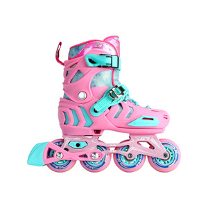 Patins à roulettes en ligne pour enfants, roues de 66 mm et 68 mm, ABEC-7, longueur réglable, dessus en microfibre, 2 couleurs, unisexe - Product Image 1