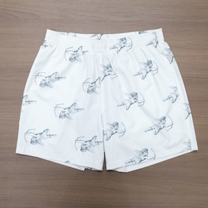 Custom Men's White Printed Cotton Shorts With Character Pattern Casual <b>Elastic</b> Waist Short Length Breathable Knitted Fabric - Product Image 2