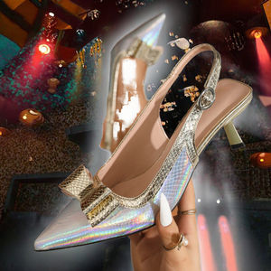 Tacones Altos de Fiesta con Punta en Pico para Mujer, Elegantes y Atractivos, con Lazo y Diseño de Serpiente Colorido, Ideales para el Verano - Product Image 2