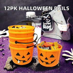 Paquete de 12 Cestas de Dulces para Fiesta de Halloween con Diseño de Calabaza y Linterna, Cestas para Dulces con Asas - Product Image 2