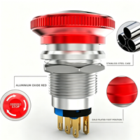 Bouton-poussoir d'arrêt d'urgence en métal 19mm 22mm, à verrouillage 1NO1NC, en acier inoxydable pour panneau de commande de machines et sécurité